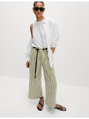 Marks & Spencer Keten Karışımlı Geniş Paça Pantolon
