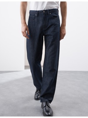 Marks & Spencer Keten Karışımlı Geniş Paça Jean Pantolon