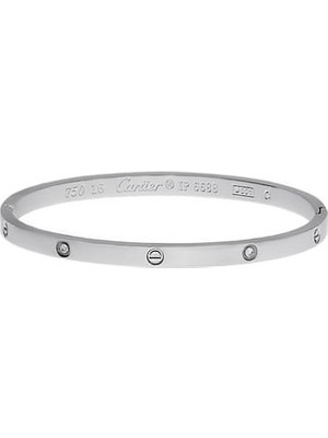 Kadın Gümüş Renk Şans Model Taşlı Çelik Bilezik