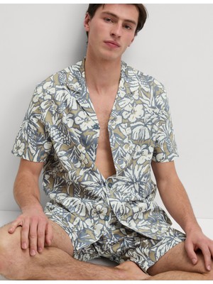 Marks & Spencer Saf Pamuklu Tropikal Desenli Pijama Takımı