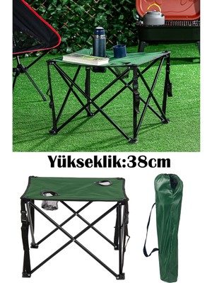 Binbirreyon Binbir Reyon Katlanır Kamp Masası Çantalı Bardak Gözlü Yeşil 46 cm x 46 cm x 38 cm HA041