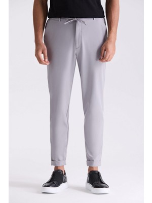 Gri Comfort Fit Beli Lastikli Jogger Pantolon