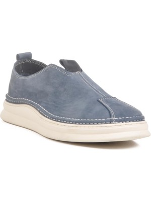 2Y0107 Mavi Nubuk Hakiki Deri Erkek Günlük Ayakkabı