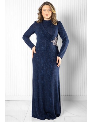 Taş Baskı Detaylı Abiye Lacivert MDA2522