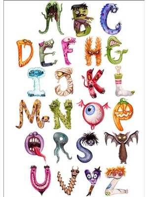 Canavarlar Alfabe Sticker Set