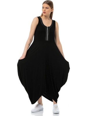 Kadın Siyah Önüderi Garnili Şalvar Elbise