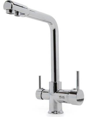 Store 3 Yollu Sıcak-Soğuk Arıtma Su Girişli Mutfak Eviye Bataryası, Krom