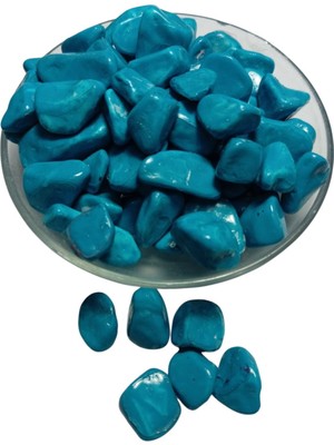 Dekoratif Turkuvaz Mavisi Renginde Boyalı Vernikli Orta Büyüklükte (10-25MM) Çakıl Taşı 350 gr