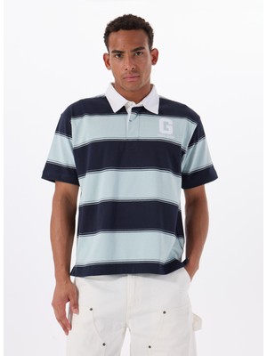Guess Jeans Desenli Mavi Erkek Polo T-Shirt M5GP30KCPS1S76R Gj Ss Strıpe Rugby