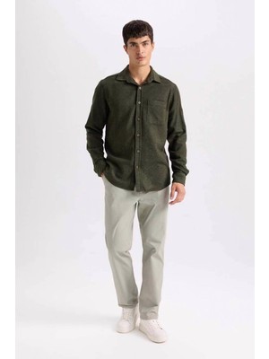Defacto Regular Fit Normal Kesim Açık Haki Erkek Pantolon D7349AX/KH475