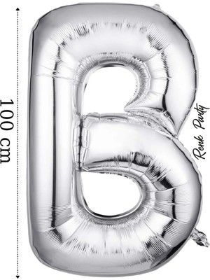Folyo Balon B Harfi Helyum Balon 100  cm  Gümüş Renk - B Harf Balon - Harf Folyo Balon - 40 Inch