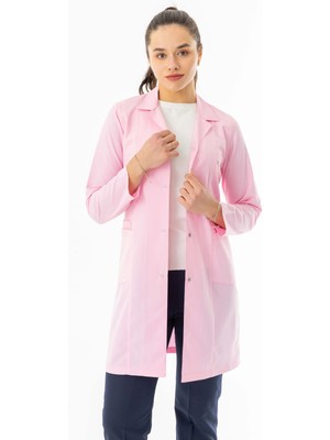 112 Giyim Spor Yaka Uzun Kol Kadın Personel Önlüğü Alpaka Kumaş Pembe (RNK111)
