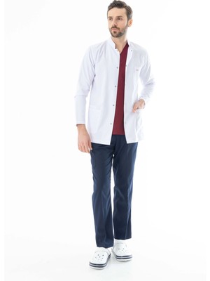 112 Giyim Hakim Yaka Uzun Boy Erkek Doktor Önlüğü Alpaka Kumaş Beyaz (BEO103)