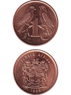 Güney Afrika, 1 Cent (1999) Çil Eski Yabancı Madeni Para