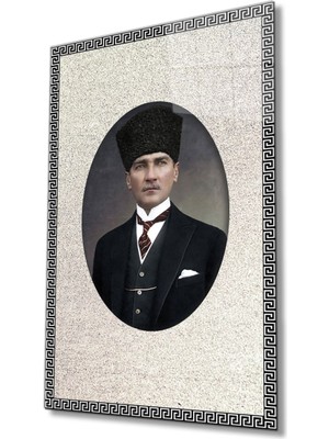 Çerçeveli Atatürk Portresi Cam Tablo, Ev ve Ofis Duvar Dekoru, Hediyelik Büyük Temperli Cam Tablo