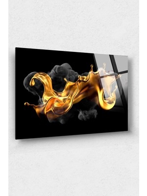Shopping Haven Siyah Altın Soyut Cam Tablo, Modern Tabloduvar Dekor, Büyük Tablo, Cam Duvar Tablo