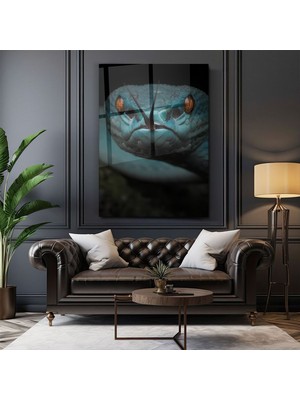 Shopping Haven Cam Tablo - Yakın Çekim Yılan - Duvar Dekorasyonu - Ofis Dekorasyonu - Duvar Tablosu - Dk