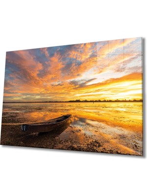 Shopping Haven Günbatımı Deniz 4mm Dayanıklı Cam Tablo Temperli Cam