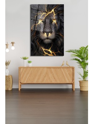 Shopping Haven Aslan Dikey Cam Tablo Ev Ofis Salon Duvar Dekoru, Hediyelik Büyük Tablo