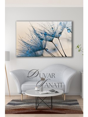 Shopping Haven Mavi Karahindiba Yatay Cam Tablo, Modern Ev Salon Ofis Dekorasyonu Hediyelik Büyük Duvar Dekoru