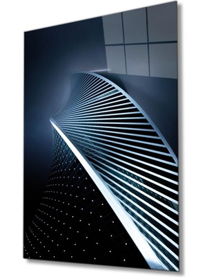 Shopping Haven Geometrik Mimari Cam Tablo, Ev ve Ofis Duvar Dekoru Hediyelik Büyük Tablo Dayanıklı Cam