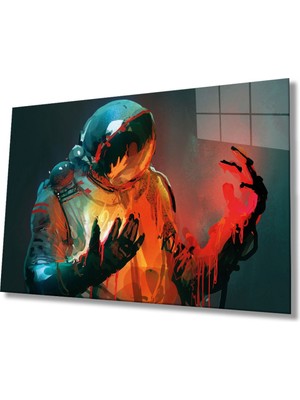 Shopping Haven Astronot Uzay Evren Cam Tablo Ev ve Ofis Duvar Dekoru