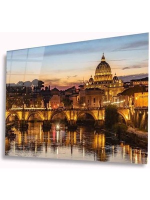 Shopping Haven Şehir Manzarası Cam Tablo 4mm Dayanıklı Temperli Cam