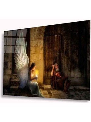 Shopping Haven Melek Kız Cam Tablo 4mm Dayanıklı Temperli Cam