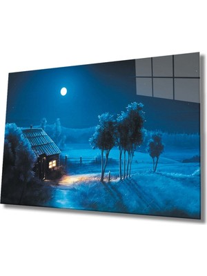 Shopping Haven Illüstrasyon Cam Tablo, Ev ve Ofis Duvar Dekoru Hediyelik Büyük Tablo Dayanıklı Cam