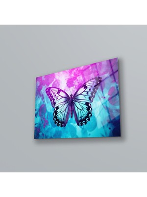 Shopping Haven Soyut Kelebek Cam Tablo , Salon Duvar Tablosu , Oturma Odası Duvar Dekoru , Ofis Modern Tablo