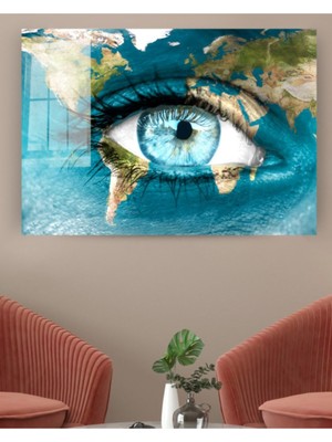 Dünya Göz Bakış Cam Tablo, Göz Tabloları, Insan Siluetleri, Duvar Dekor, Büyük Tablo,cam Duvar Tablo