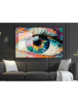 Renkli Göz Cam Tablo, Göz Tabloları, Insan Silüetleri, Duvar Dekor, Büyük Tablo, Cam Duvar Tablo