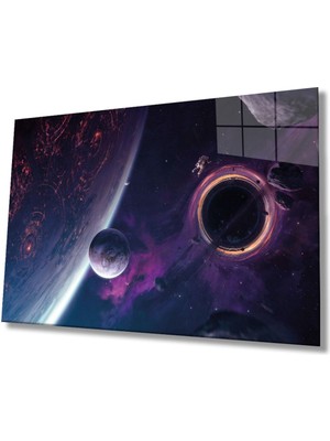 Shopping Haven Uzay Evren Cam Tablo, Ev ve Ofis Duvar Dekoru, Hediyelik Büyük Temperli 4 mm Cam Tablo
