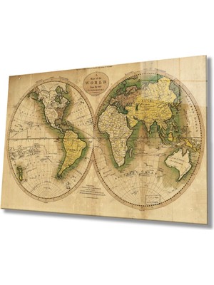 Shopping Haven Dünya Haritası 66 Cam Tablo