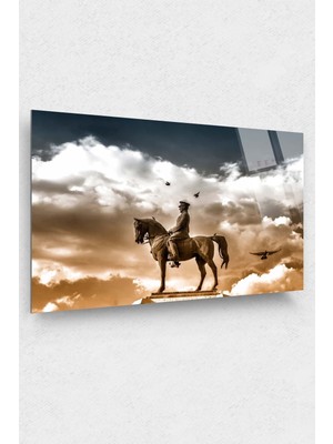 Shopping Haven Atatürk Atlı Cam Tablo 10 Kasım Atatürk Tablo 29 Ekim Türk Bayrağı Tablo Ofis Dekor