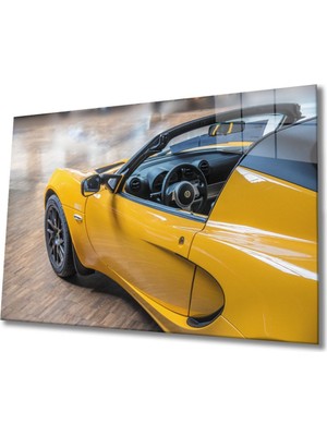 Shopping Haven Sarı Araba Cam Tablo