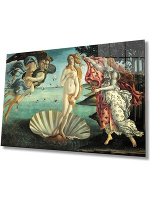 Shopping Haven Venüsün Doğuşu Sanatsal Cam Tablo, Ev ve Ofis Duvar Dekoru, Hediyelik Büyük Temperli 4 mm Cam Tablo
