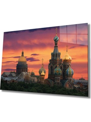 Shopping Haven Şehir Manzaralı Moskova Cam Tablo, Ev ve Ofis Duvar Dekoru Hediyelik Büyük Tablo Dayanıklı Cam