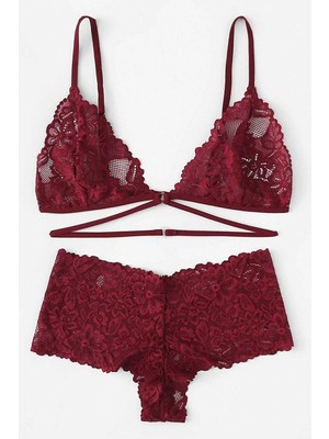 Kadın Bordo Özel Şık Sütyen Külot Takımı