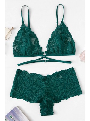 Kadın Yeşil Özel Şık Sütyen Külot Takımı