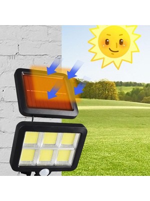 ☀️ Güneş Enerjili 120 Cob LED Işık – Beyaz Renk | 4.7m Kablolu | 3 Modlu ☀️