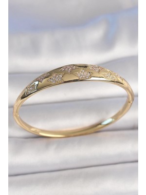 Pirinç Gold Renk Zirkon Taşlı Yıldız İşlemeli Kadın Kelepçe  - PRT3500EB04899