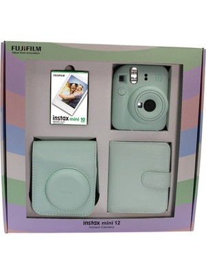 Instax Mini 12 Fotoğraf Makinesi Askı Pil Çanta 10’lu Film Albüm Bundle Box