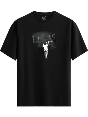 Color Luxe Love Equation - %100 Pamuklu Erkek Siyah Tişört - Premium Quality