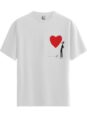 Color Luxe Heartstroke - %100 Pamuklu Kadın Beyaz Tişört - Premium Quality