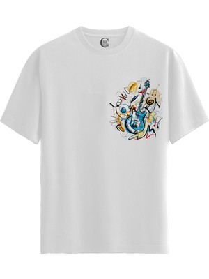 Color Luxe Jazz Vibes - %100 Pamuklu Kadın Beyaz Tişört - Premium Quality