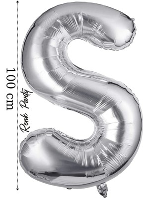 Folyo Balon S Harfi Helyum Balon 100  cm  Gümüş Renk - S Harf Balon - Harf Folyo Balon - 40 Inch