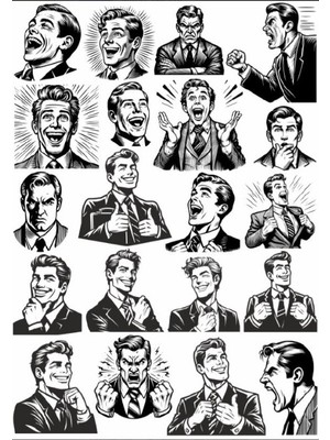 Siyah Beyaz Adam Sticker Set