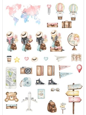 Seyahat Temalı Sticker Set