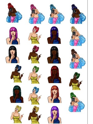 Renkli Kızlar Sticker Set